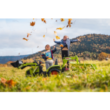                             FALK Šlapací traktor 1010W Claas Axos s nakladačem, rýpadlem a přívěsem                        