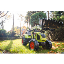                             FALK Šlapací traktor 1010W Claas Axos s nakladačem, rýpadlem a přívěsem                        
