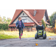                             FALK Šlapací traktor 1010W Claas Axos s nakladačem, rýpadlem a přívěsem                        