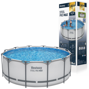 BESTWAY 56420 - Steel Pro MAX Set bazénu s konstrukcí 366 x 122 cm s filtrací, schůdky a krytem