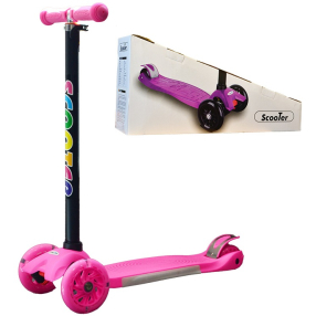 Dětská tříkolová koloběžka svítící - růžová