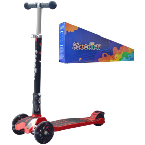 Dětská tříkolová koloběžka svítící -černo-červená