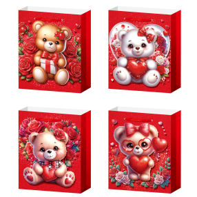 Dárková taška L - Medvídek s růžemi